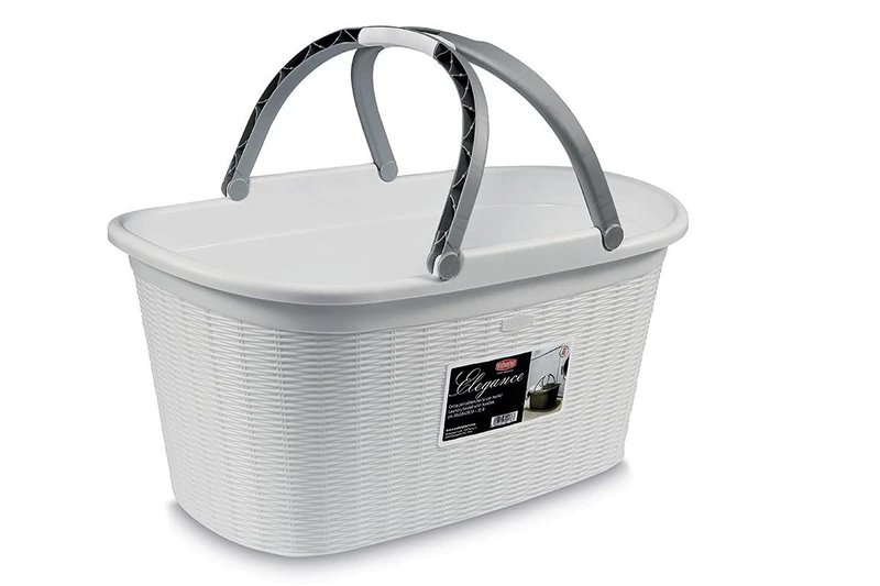 Stefanplast Elegance Laundry Basket with Handles, Polyurethane, White, cm 38 x 58 x 29.5 H