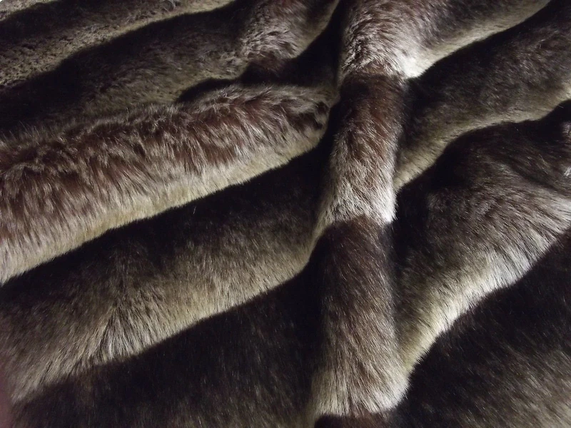Super Luxury Faux Fur Fabric Material - Brown Stripe 135, 1Mtr - 150cm x 100cm