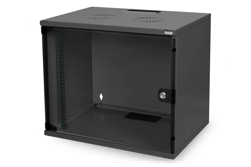 DIGITUS network cabinet - 19-inch rack 7 U - Unassembled - Wall mounting - 400 mm depth - Load capacity 60 kg - Glass door - SOHO series - Black