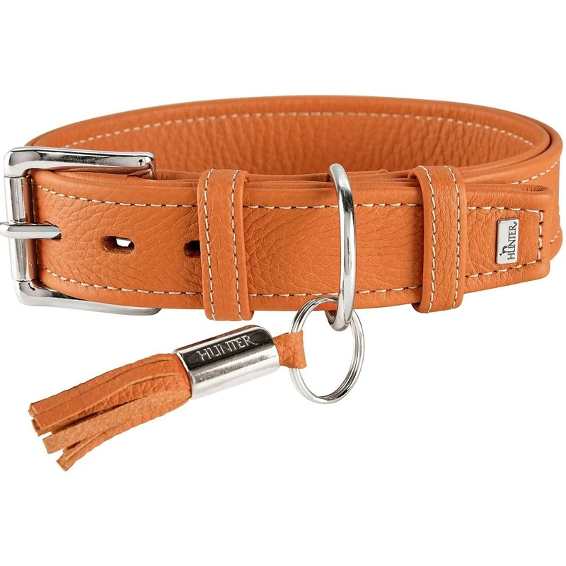 HUNTER Cannes Leather Collar, 65 cm, Orange