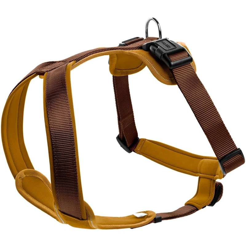 HUNTER NEOPREN dog harness, nylon, padded with neoprene, for sport and leisure,brown / caramel, nylon, neoprene,38-48,XS-S