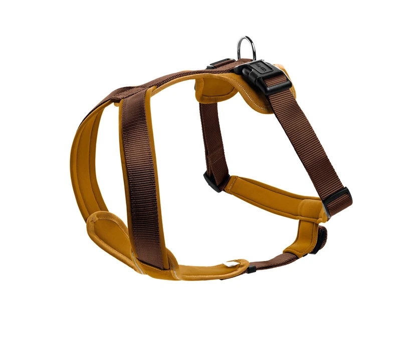 HUNTER NEOPREN dog harness, nylon, padded with neoprene, for sport and leisure,brown / caramel, nylon, neoprene,53-65,M