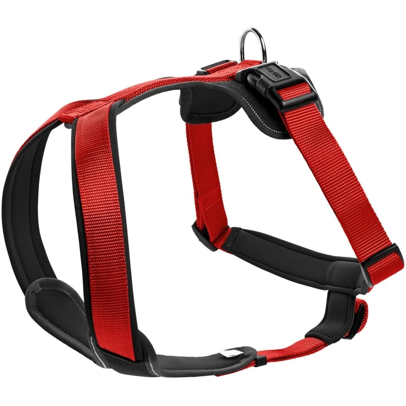 HUNTER NEOPREN dog harness, nylon, padded with neoprene, for sport and leisure,red / black, nylon, neoprene,81-100,L-XL