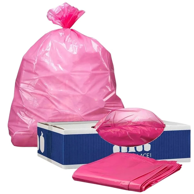 Plasticplace 32-33 Gallon Trash Bags │ 1.5 Mil │ Pink Garbage Can Liners │ 33’” x 39” (100 Count) (W33PNK15)