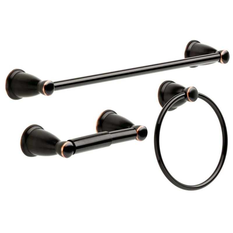Franklin Brass Kinla 3-Piece Bath Hardware Towel Bar Accessory Set, Oil Rubbed Bronze