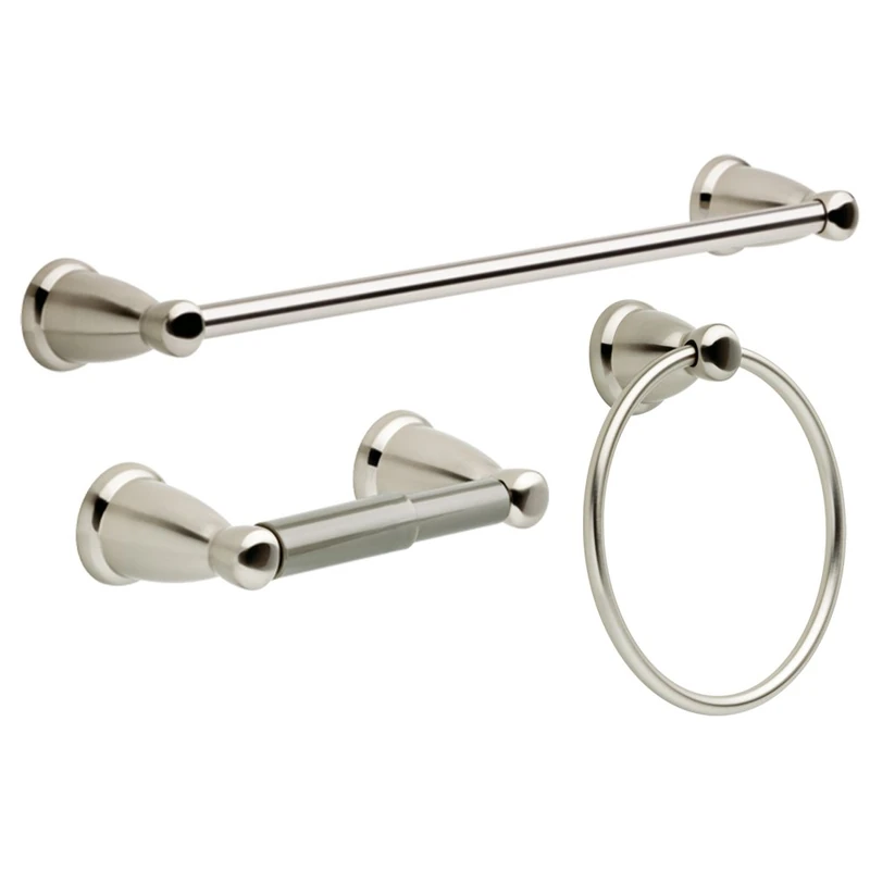Franklin Brass Kinla 3-Piece Bath Hardware Towel Bar Accessory Set, Satin Nickel
