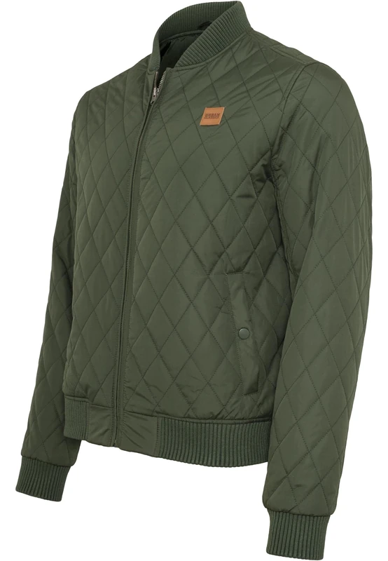 Urban Classics Men's Diamond Quilt Nylon Jacket - Green - Medium