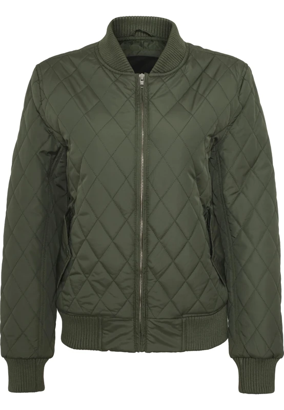 Urban Classics Women's Ladies Diamond Quilt Nylon Jacket, Green (Olive 176), XL - Image 1