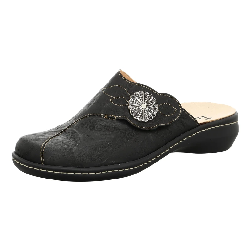 Think! Damen CAMILLA chromfrei gegerbte Leder Pantolette 3-000171, SCHWARZ/KOMBI 0000, 37