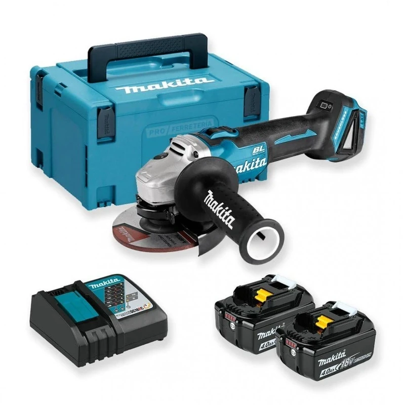 Makita DGA504RMJ Cordless Angle Grinder 18 V, 4.0 Ah in Makpac with 2 Batteries and Charger