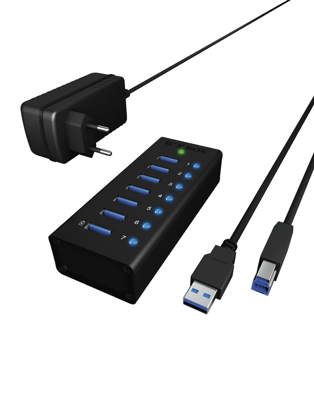 Icy Box IB-AC618 7 Port USB 3.0 Hub with USB Charge Port