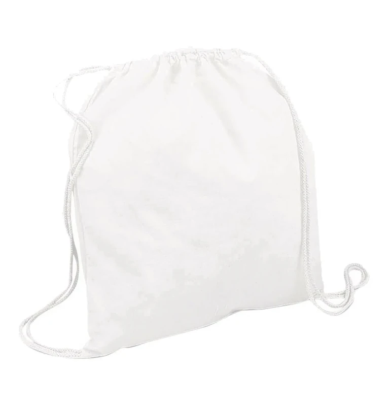 30 Cotton Childrens Drawstring Rucksack - Gym, Swim, Sports, PE, Book Bag (30 x White)