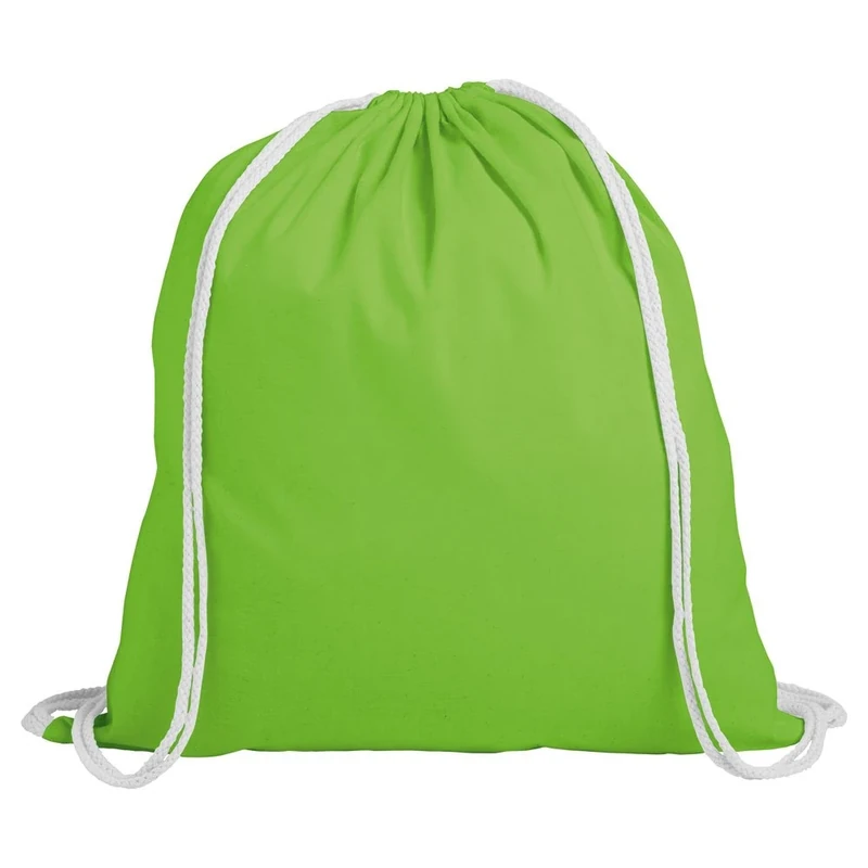 eBuyGB 50 Cotton Childrens Drawstring Rucksack - Gym, Swim, Sports, PE, Book Bag (50 x Green)