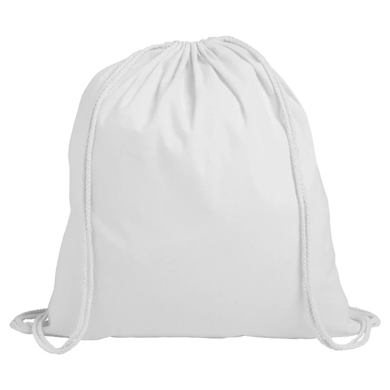 50 Cotton Childrens Drawstring Rucksack - Gym, Swim, Sports, PE, Book Bag (50 x White)