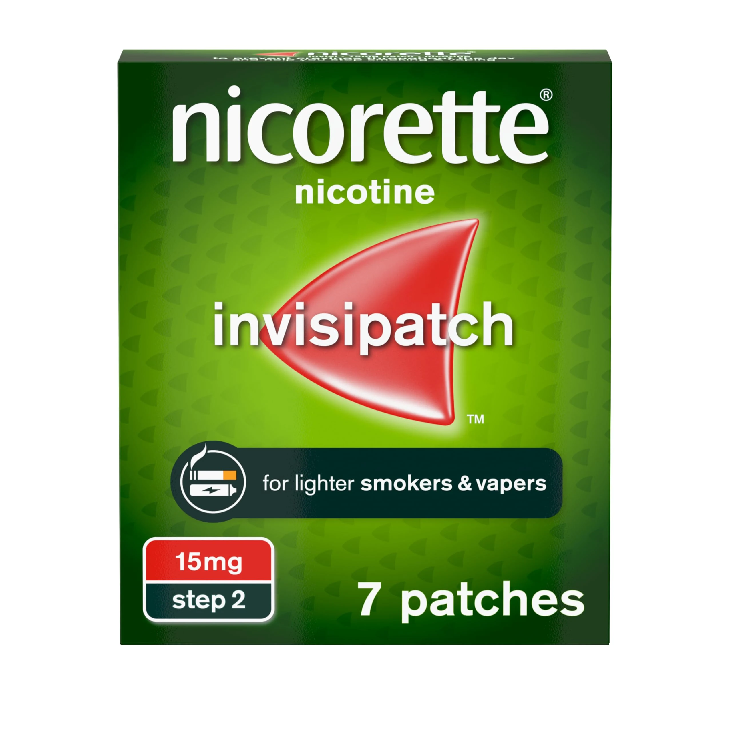 Nicorette InvisiPatch, Nicotine Patches Step 2, 15mg, 7 count, Effective and discreet Stop Smoking and Stop Vaping Aid, Nicotine Patches to Beat Cravings & Withdrawal Symptoms (Quit Smoking or Vaping)