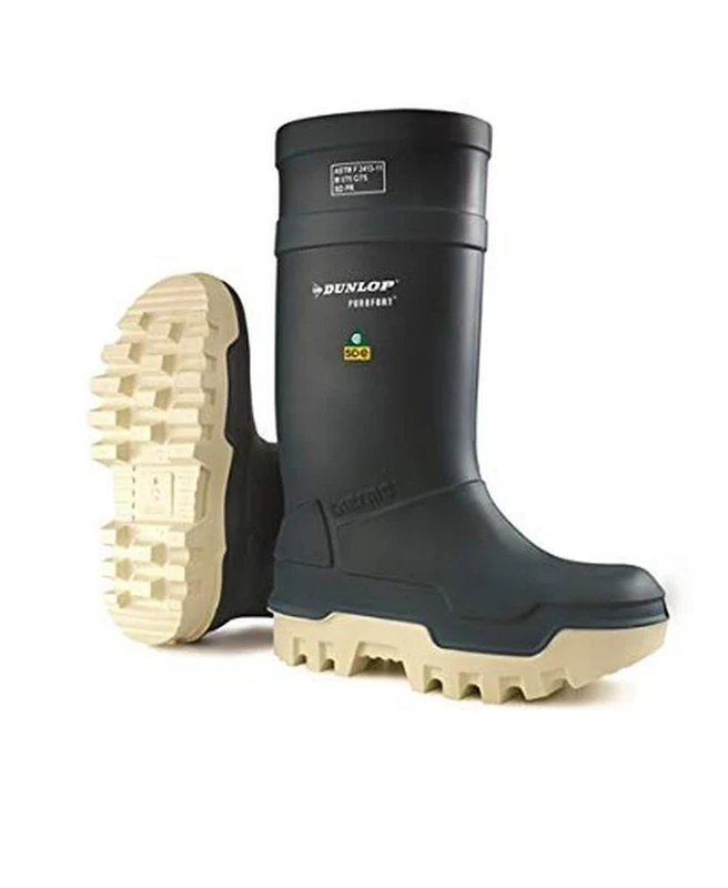 DUNLOP Thermo+ Full Safety Wellington Boot - Unisex, Antistatic and Waterproof, Work Wellies with Cold Insulation for Agriculture Use, Purofort, Navy/White - EU39/40, UK6