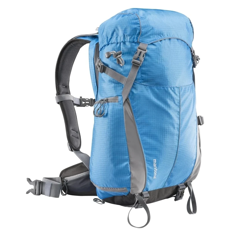 Mantona Elements outdoor backpack (with removable camera bag for DSLR cameras incl. rain cover/laptop compartment/tripod holder) blue