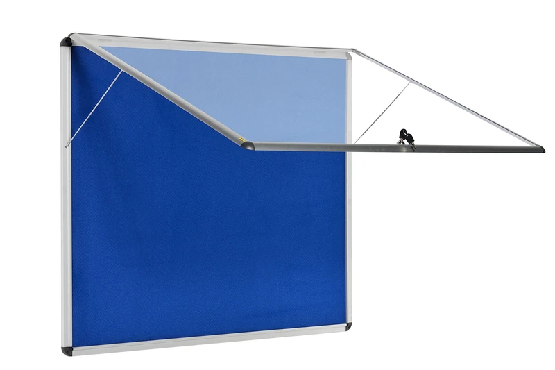Bi-Office Display Case Enclore Top Hinged Fire Retardant, Blue Felt, Aluminium Frame, 136 x 95,3 cm (18xA4)