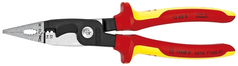 KNIPEX - 13 88 8 US Knipex Tools LP - 13888US Electrical Installation Pliers Red/Yellow