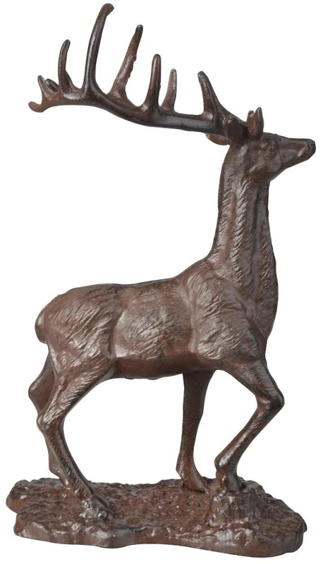 Esschert Design TT189 Stag Design Cast Iron Decorative Deer, Brown, 20.3 x 13.4 x 32.8 cm
