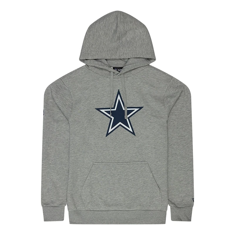 New Era Men's Team Logo Hoody Dallas Cowboys Long Sleeve Hoodie, Heather Grey, Large - Image 1