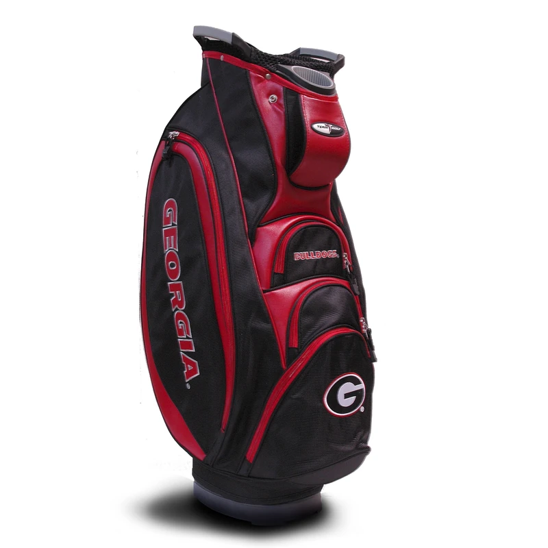 Team Golf NCAA Georgia Bulldogs Victory Golf Cart Bag, 10-way Top with Integrated Dual Handle & External Putter Well, Cooler Pocket, Padded Strap, Umbrella Holder & Removable Rain Hood