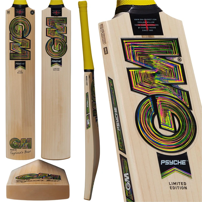 GM | Cricket Bat | Psyche 404 Delta | Seasoned Bleached Grade 3 English Willow | Superlight Profile DXM, ToeTek and NOW! | Full Size Suitable for Players 175cm / 5' 9" & over | Gunn & Moore - Image 1