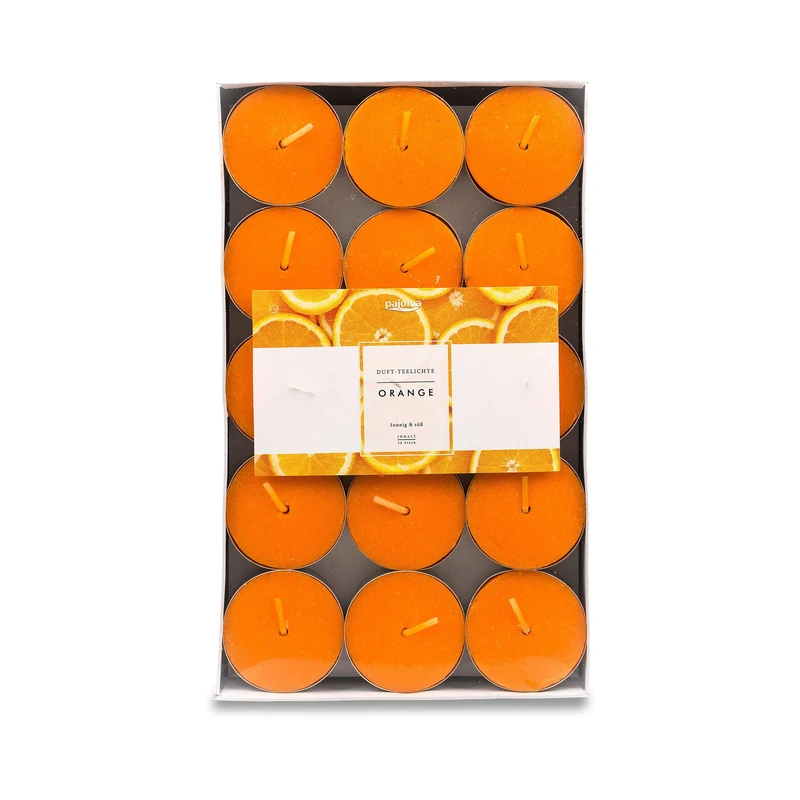 Pajoma 91026 30 Scented Tea Lights Orange Set Modern Line Burn Time approximately 14 hours, height: 1.5 CM