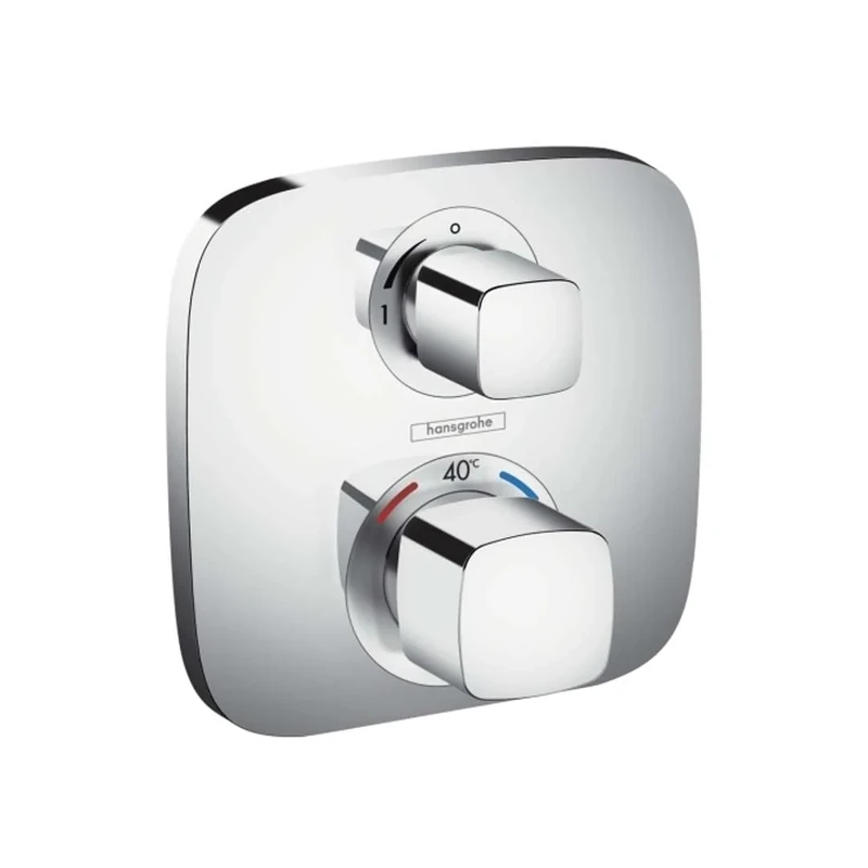 hansgrohe Ecostat E - thermostat conceiled, bathroom tap with safety stop at 40 °C, thermostat square, mixer tap for 1 function, chrome, 15707000
