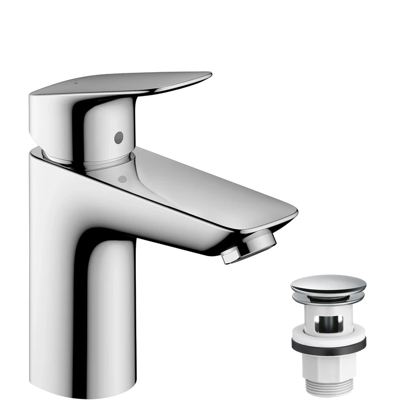 hansgrohe Logis basin mixer tap 100 with push open waste, chrome 71107000
