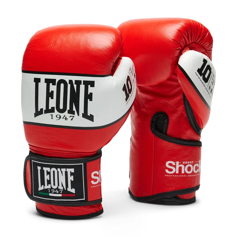 LEONE 1947, Shock Boxing Gloves, Unisex Adult, Red, 12 OZ, GN047