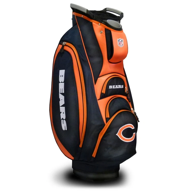 Team Golf NFL Chicago Bears Victory Golf Cart Bag, 10-way Top with Integrated Dual Handle & External Putter Well, Cooler Pocket, Padded Strap, Umbrella Holder & Removable Rain Hood