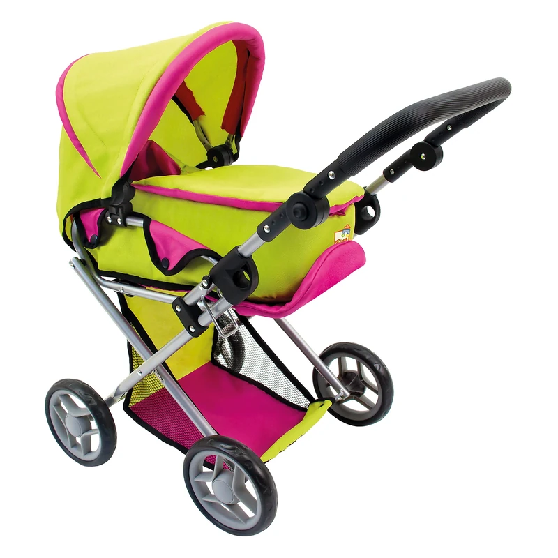 Bino Doll Trolly with Removable Bag - Green and Pink Stroller