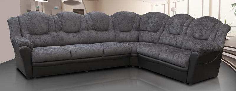 Sofas and More Texas Corner Sofa Large 6 Seats Chenille Fabric Suite Grey Black Colour Living Room Couch Home Furniture