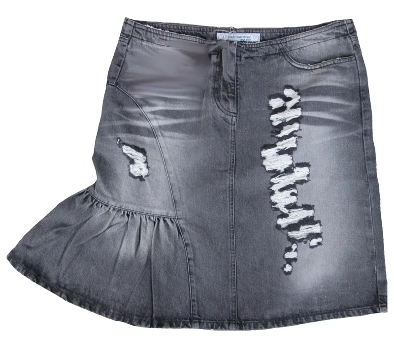 Fornarina Woman Skirt Stonewash Gray Model Disco Black Denim Skirt Jeans Star Cowgirl Designer M W28