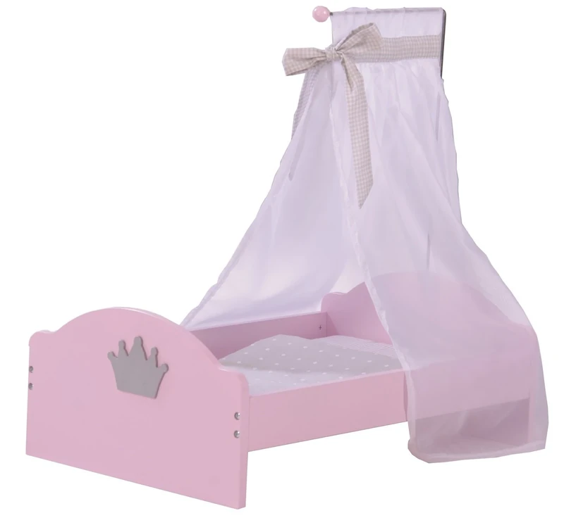 roba Doll Bed from the 'Sophie' Series, including textile equipment, bedding, and canopy, pink