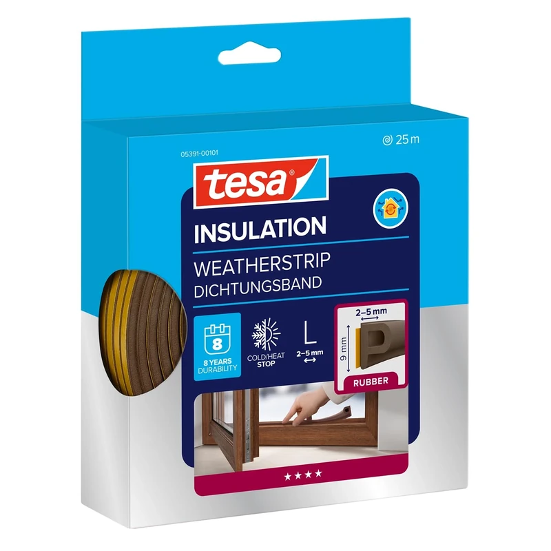 tesa UK 05391-00101-00 P-Profile Draught Excluder, Brown, 25m