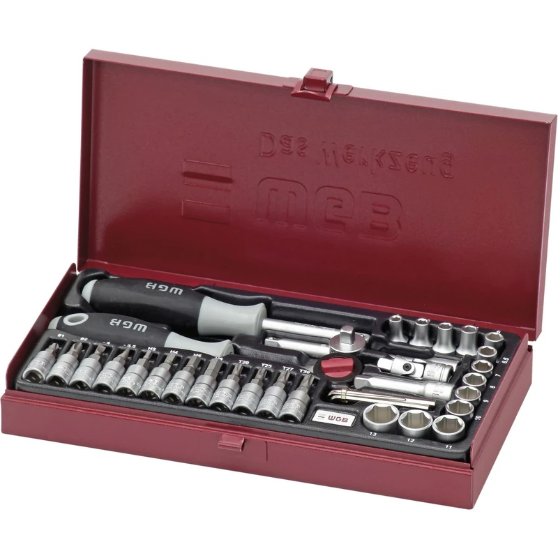Socket Spanner Set 1 / 4 inch Square Drive Reversible Ratchet 36 Pieces