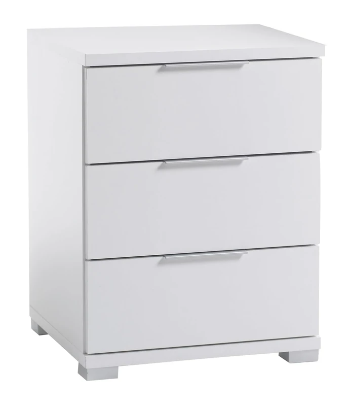 Stella Trading Universal Bedside Table in White - Modern Bedside Cabinet with Three Drawers for Your Box Spring Bed - 46 x 61 x 42 cm (W x H x D)