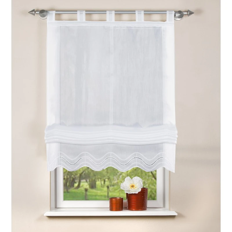 Home Fashion 79252-801 white Roman blind, batiste, 140 cm x 80 cm