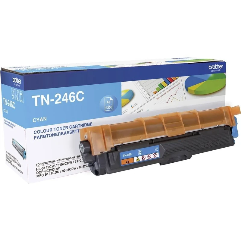 Brother TN-246C Toner Cartridge, Cyan, Single Pack, High Yield, includes 1 x Toner Cartridge, Brother Genuine Supplies