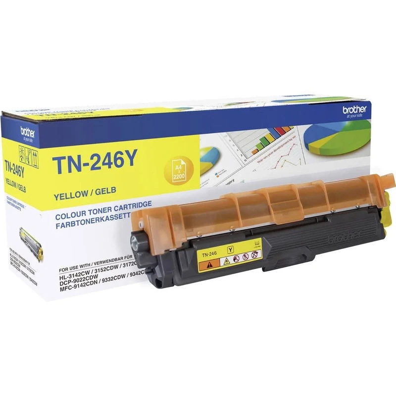 Brother TN-246Y Toner Cartridge, Yellow, Single Pack, High Yield, includes 1 x Toner Cartridge, Brother Genuine Supplies