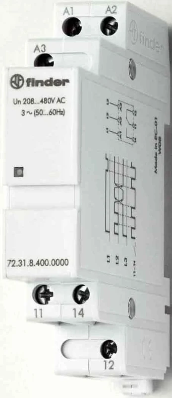 Finder 706184000000pas Sequence/Loss of Control Relay Phase Meter Modular 1Rt 208/480 Vac 6 A