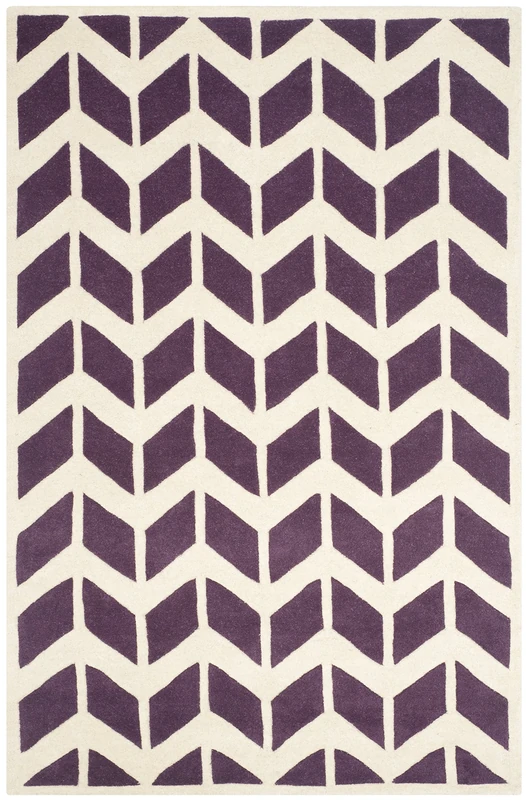 Safavieh Contemporary Indoor Hand Tufted Rectangle Area Rug, Chatham Collection, CHT746, in Purple / Ivory, 122 X 183 cm for Living Room, Bedroom or Any Indoor Space