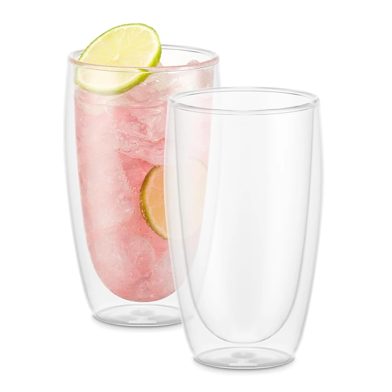 Bodum Double Walled Glasses Pack of 4 PAVINA - 350ml & 80ml - Espresso & Latte Cups - Dishwasher Safe Thermal Cup - Mouth-Blown Borosilicate Glass - Image 1