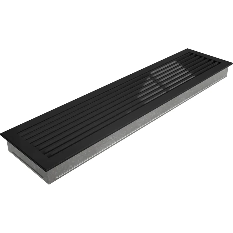 KRATKI ventilation grille FRESH | 17 x 70 cm | Black | Hot air grille with steel slats | Exhaust grille for chimney ventilation | For every type of interior
