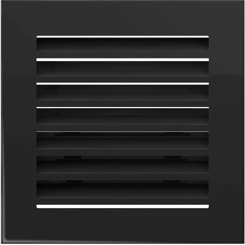 KRATKI Fresh Ventilation Grille | 17 x 17 cm | Black | Hot Air Grille with Steel Slats | Exhaust Grille for Chimney Ventilation | For Any Type of Interior