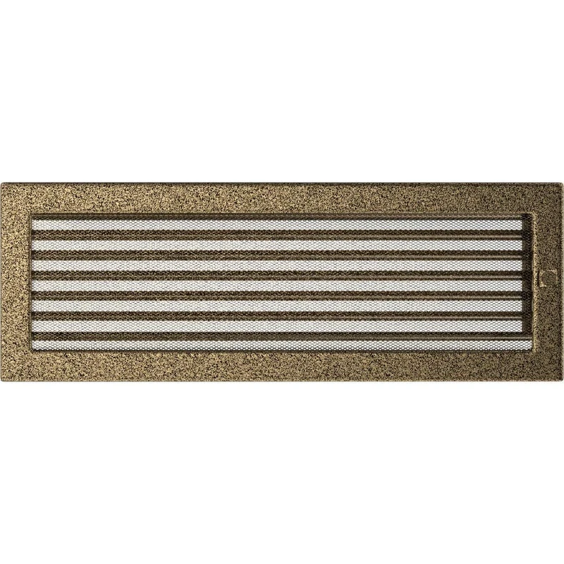 KRATKI ventilation grille fireplace grille 17cm x 49cm black-gold with blinds