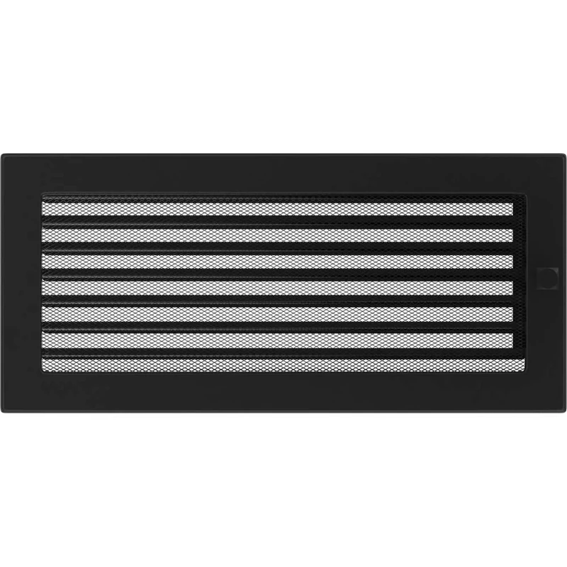 Kratki Ventilation Grille Fireplace Grille 17 cm x 37 cm Black with Blinds