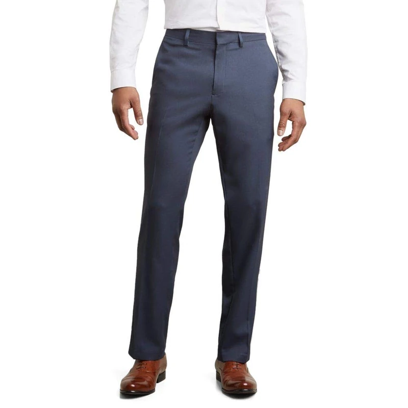 Kenneth Cole Reaction Men's Stretch Modern-Fit Flat-Front Pant, Navy, 34W x 34L - Image 1